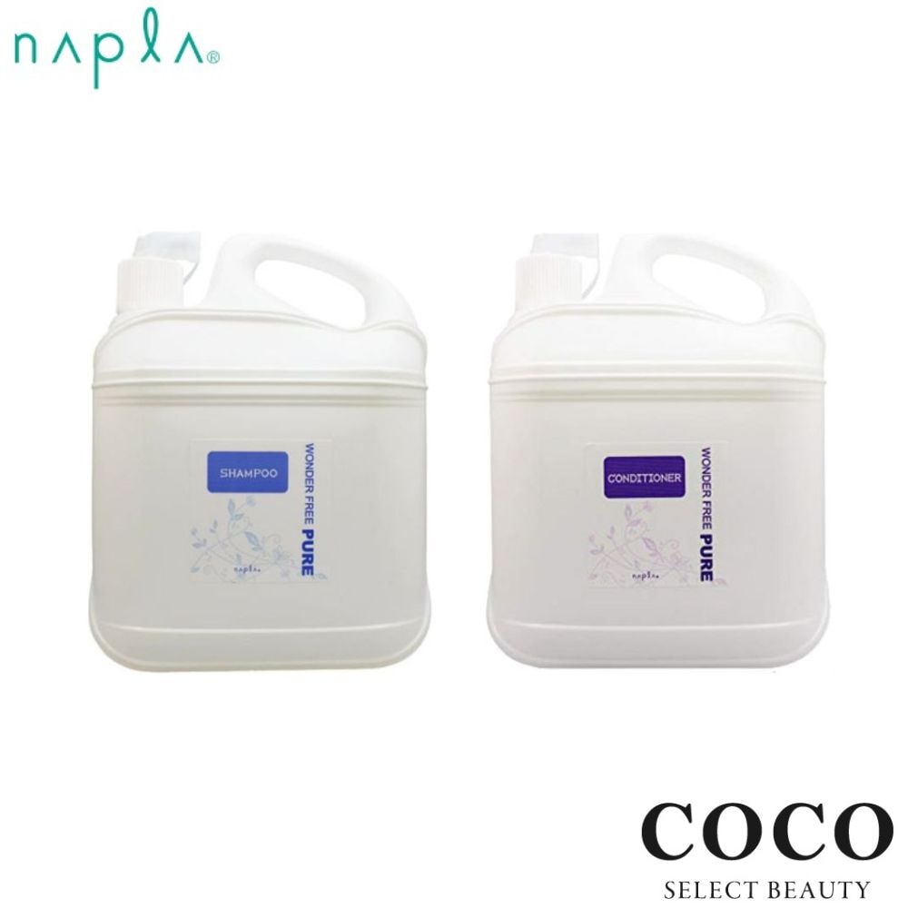 ワンダー フリーピュア 【シャンプー 4000mL / コンディショナー4000mL】【2本セット】業務用 napla wwonde rfree pure ハーブ 保護 手荒れ 指にもやさしい