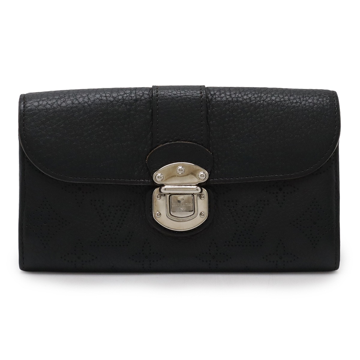 マヒナ ポルトフォイユ イリス 2つ折長財布 二つ折り長財布 レザー ノワール 黒 ブラック シルバー金具 M5813