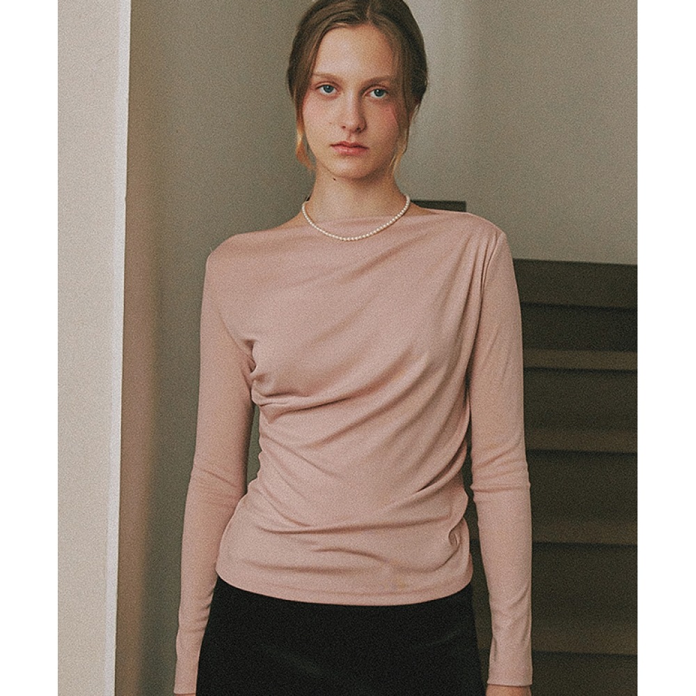 ロンロンドレープシャーリングロングスリーブインディピンク