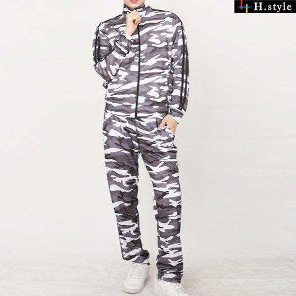HスタイルKHKS3019ミリタリー2ラインセット/春の新商品/トレーニングウェアセット/ジャージ/ビッグ/男女共用/運動/アスレジャー/ヨガ