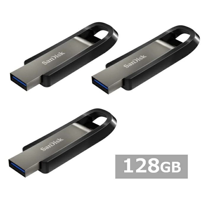 【3セット】 サンディスク USBメモリ SDCZ810-128G-G46 Extreme Go USB Drive 128GB Sandisk USB3.2 USBメモリー メモリスティック
