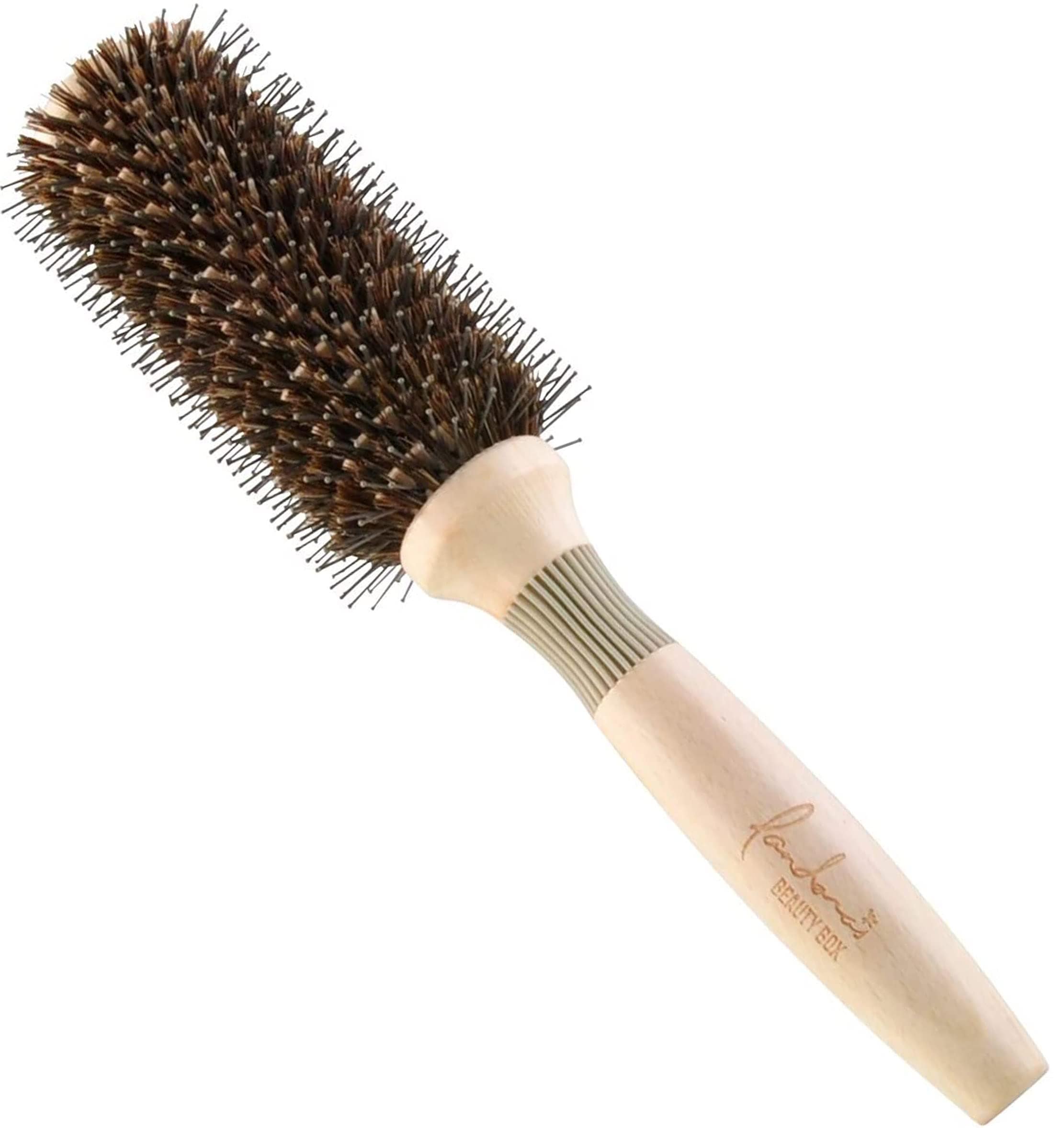 キヌガワカンパニーロールブラシ ナイロン ＆ 天然毛 豚毛 髪 捉えやすい Ｗ植毛 巻き髪 カール ストレート 簡単 ツヤ スタイリング 直径60mm Lサイズ ゴーシャイニー 2850M