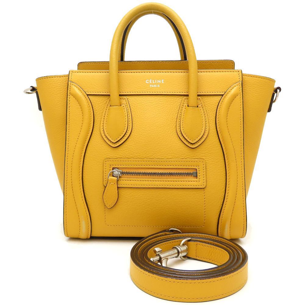 ラゲージ ナノ 189243 ハンドバッグ ドラムドカーフスキン カーフ イエロー/352595【中古】