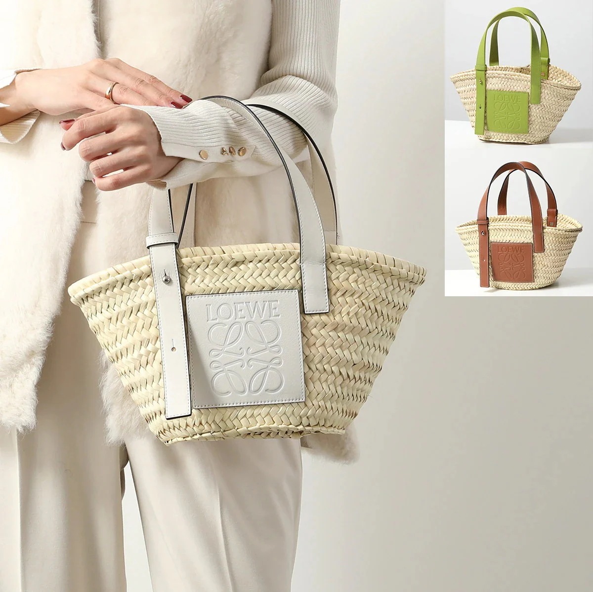 LOEWE ロエベ カゴバッグ A223S93X04 327.02.S93 BASKET SMALL BAG レディース 鞄 ラフィア×レザー バスケット ハン