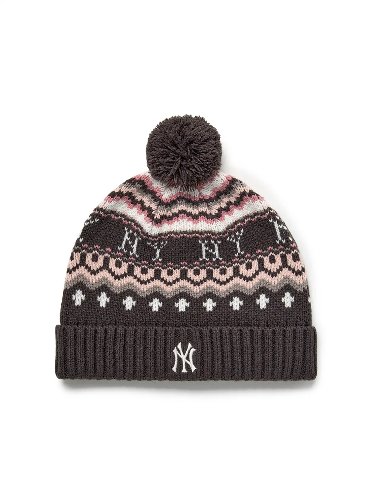 ビンテージパターン ポンポンビーニーNY(L.Charcoal Grey)