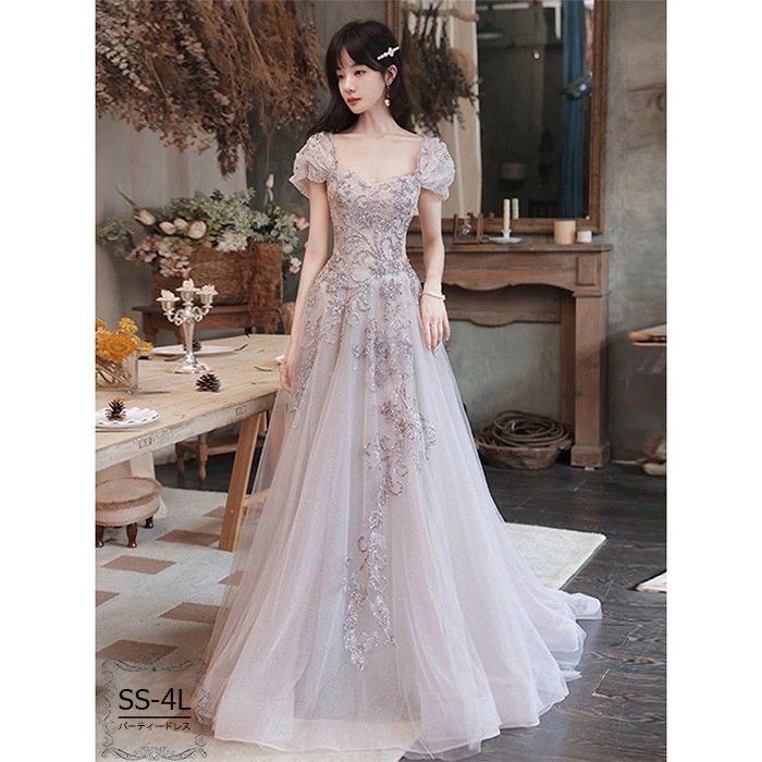 パーテイードレス ロング丈ドレス セクシー レディース 着痩せ 発表会 演奏会 二次会 大きいサイズ エレガント 20代 30代 40代 大人 可愛い 結婚式 披露宴 フォーマルドレス パープル eh