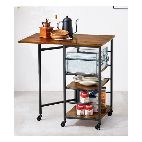 バタフライワゴン 約 幅37/70×奥行45×高さ70cm ブラウン LW-4528BR