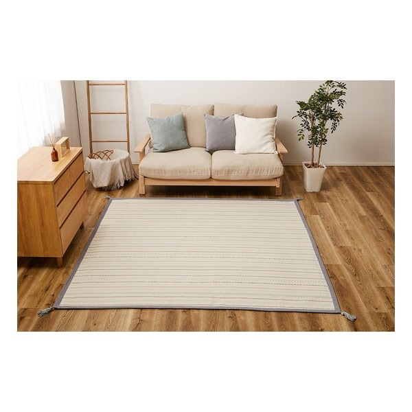 インド綿ラグ ティック 約185×240cm 洗濯可 ホットカーペットカバー ブルー 270091520