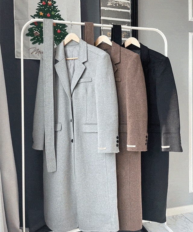 [百貨店 クオリティ]高クオリティ ハンドメイド ウールコート(ダウンベスト/ベルト付き)