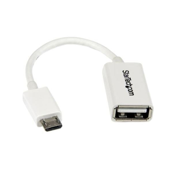 （まとめ） StarTech.com microUSB OTG変換アダプタ 12cm USB A（メス）-USB MicroB（オス） ホワイトUUSBOTGW 1個 [x5セット]