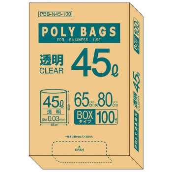 オルディ ポリバッグビジネスBOX45L 透明100P×5箱 10890701