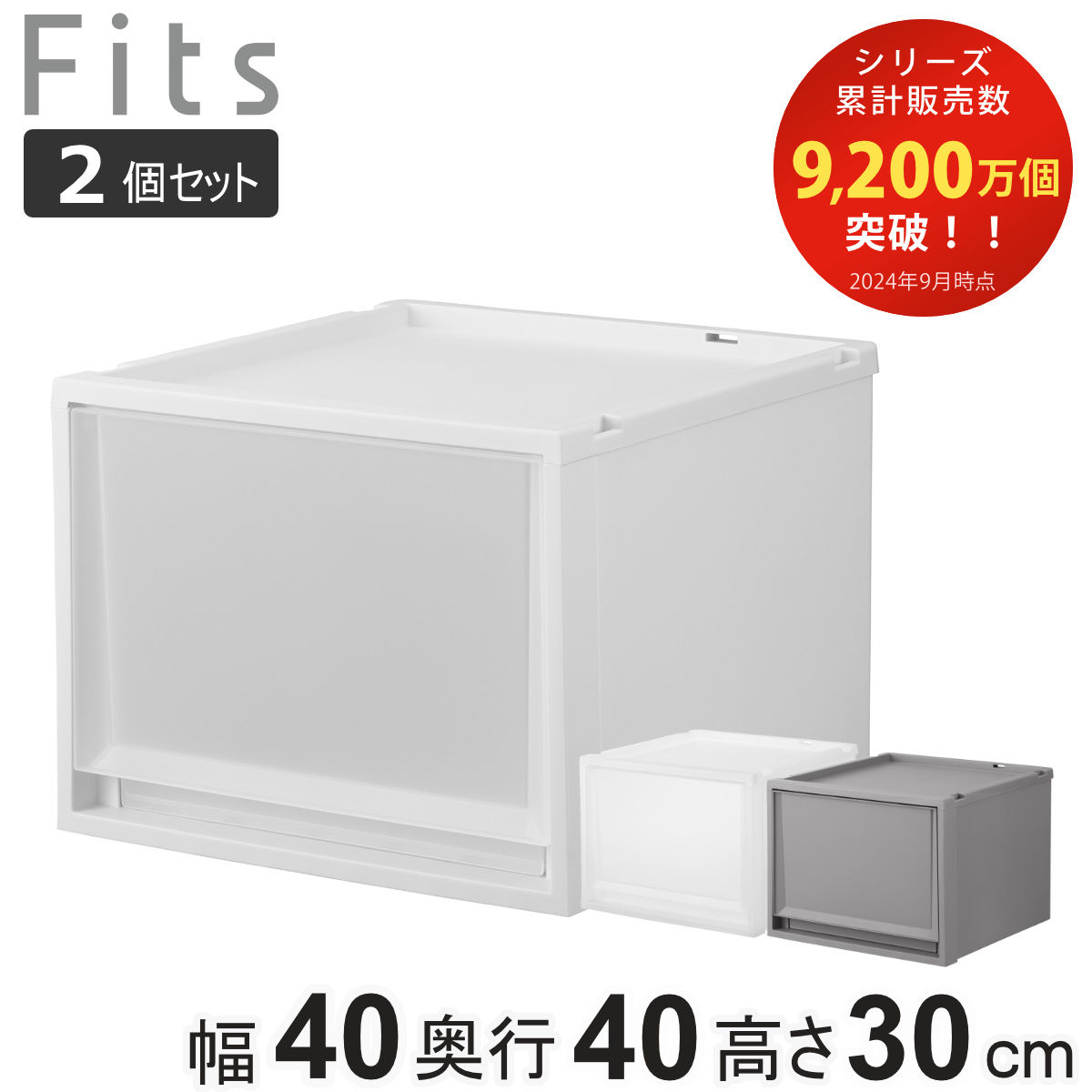収納ケース 同色2個セット Fits フィッツ フィッツケース FC40-4030 幅40x奥行40x高さ30cm 収納 ケース 衣類収納 積み重ね 収納ボックス 衣装ケース クローゼット収納