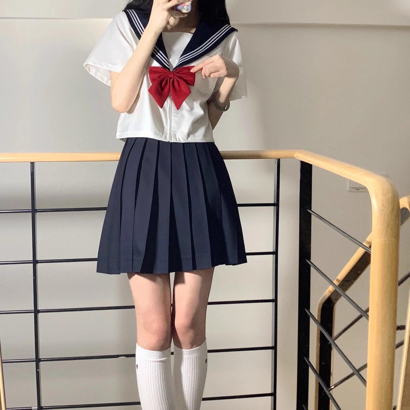 【1つ買うと10つ無料】jkユニフォームスカートホワイト3基本的な夏のミドルスーツカレッジスタイルクラススーツ短袖スイートガールスーツ