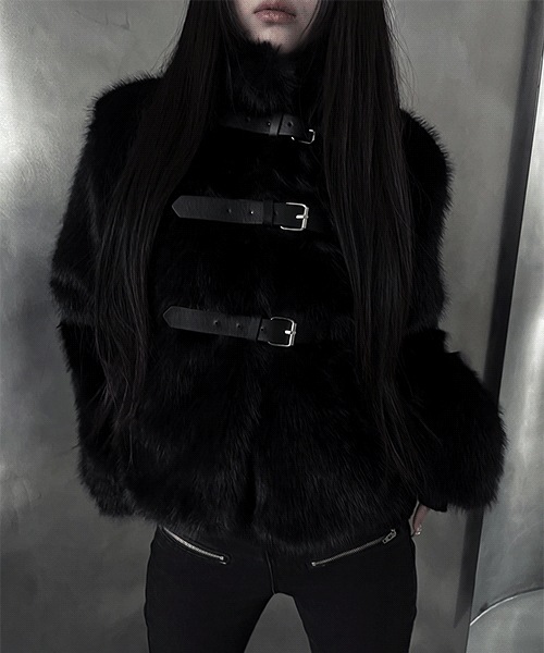 black buckle fur jacket