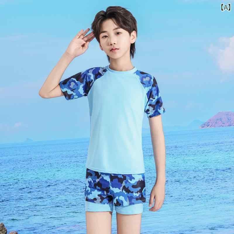 キッズ 子供用 男の子 水着 スイムウェア シンプル 温泉 海 プール サマーレジャー 海水浴 迷彩 カモフラ セパレート 2点セット 8,104円