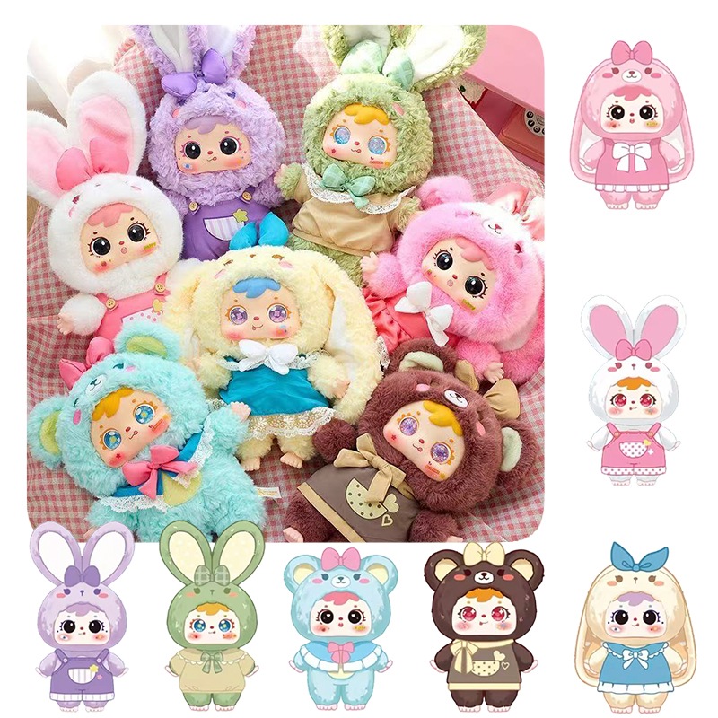 【3日出荷！公式正規品】空槿三小毛(Samuel) 6代 400% 体 マカロンカラー ふわふわ ぬいぐるみ ブラインドボックス プレミアム かわいい トレンド コレクション