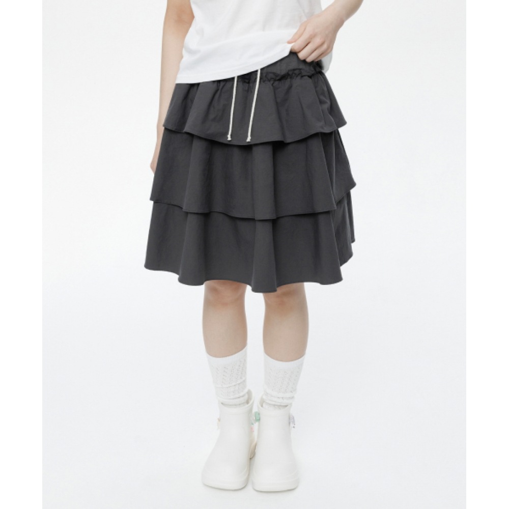 OHESHIO ミックスバンディングシャーリングスカートチャコール