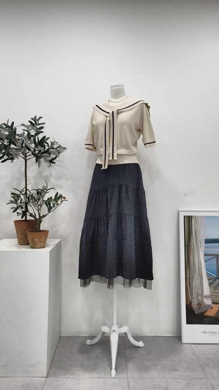 チェックロングスカートレイヤードスカートアンバランスティアードスカート