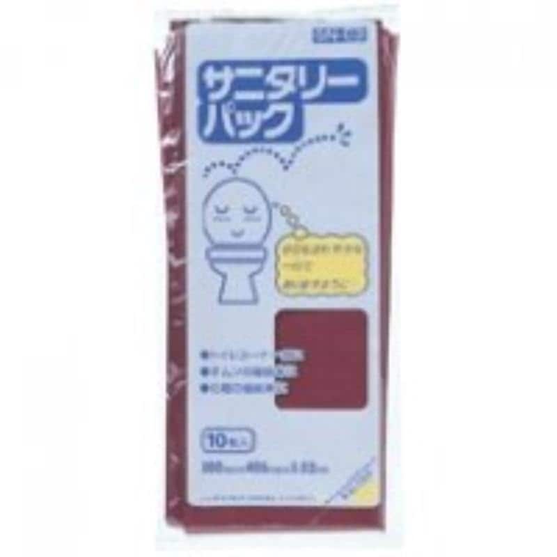 サニタリーパック10枚入マチ付03LLDワインレッド SN03 [xまとめ買い（120袋x5ケース）合計600袋セット] 38-346
