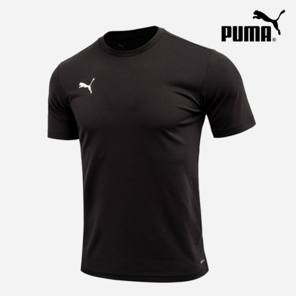 プーマガレリアプーマチームライズヘルスランニングクロスフィットブラックショートスリーブ Tシャツ