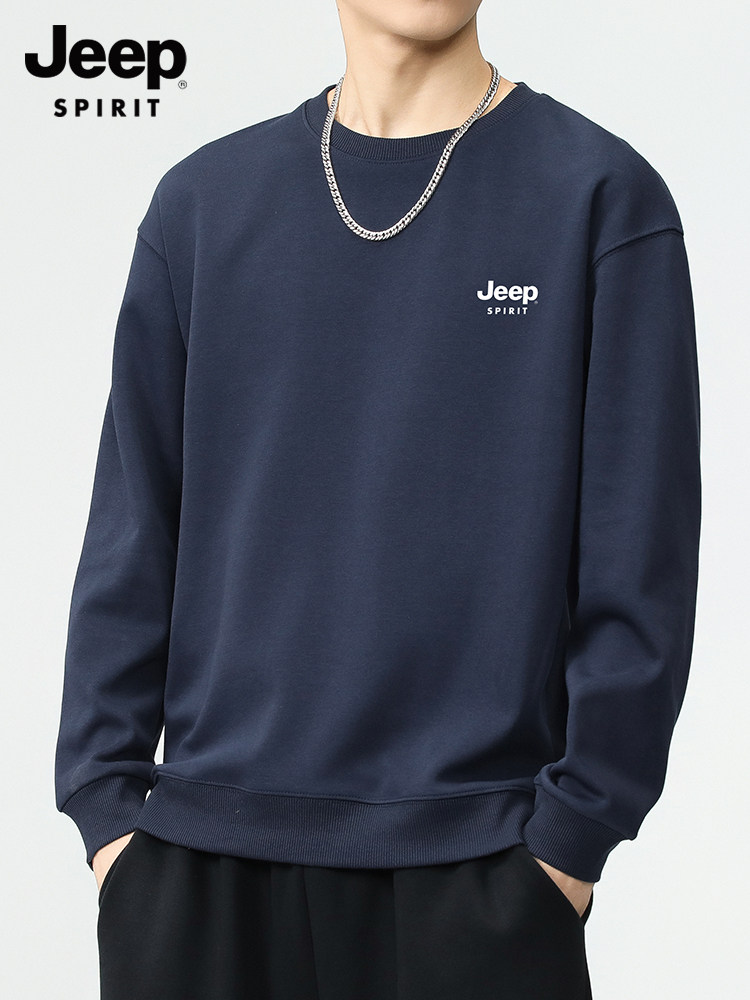 ジープ メンズ 春秋用スウェットシャツ カジュアル ラウンドネック 長袖シャツ ベースレイヤー ジャケット トレンド
