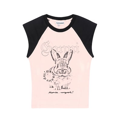 GANNI レディース 半袖Tシャツ バニー ロゴ プリント T4159 065 14,382円