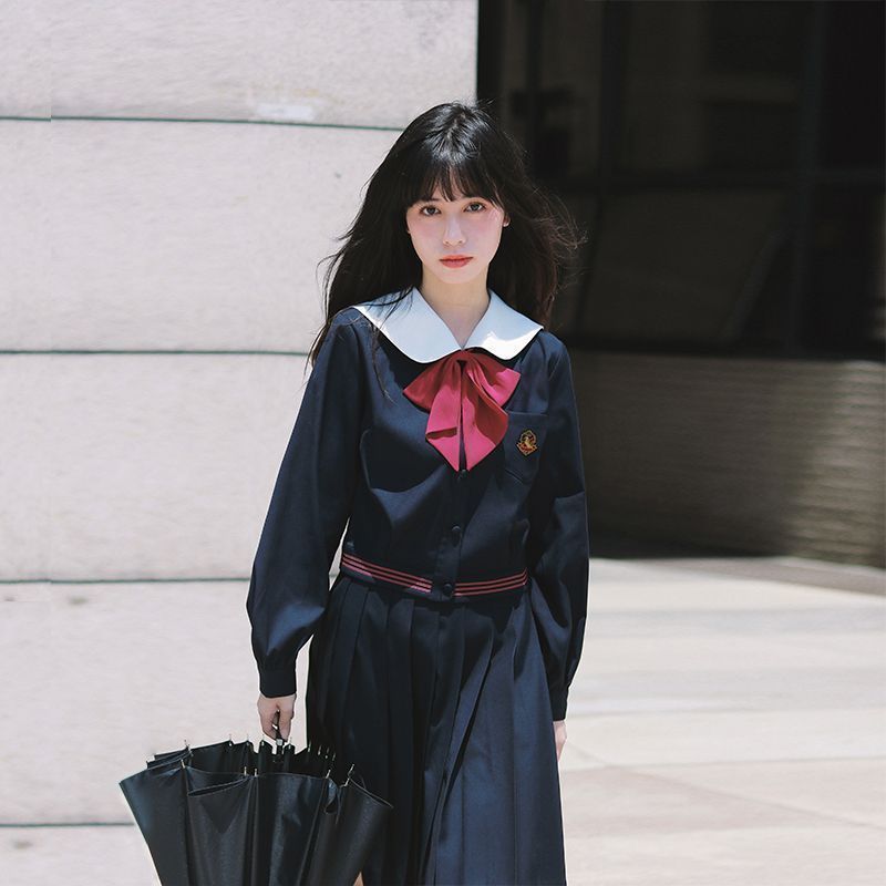 【2枚購入で200円 OFF！急速出荷】jk制服セーラー服替え衿ウエスト長袖スーツ レディース秋冬