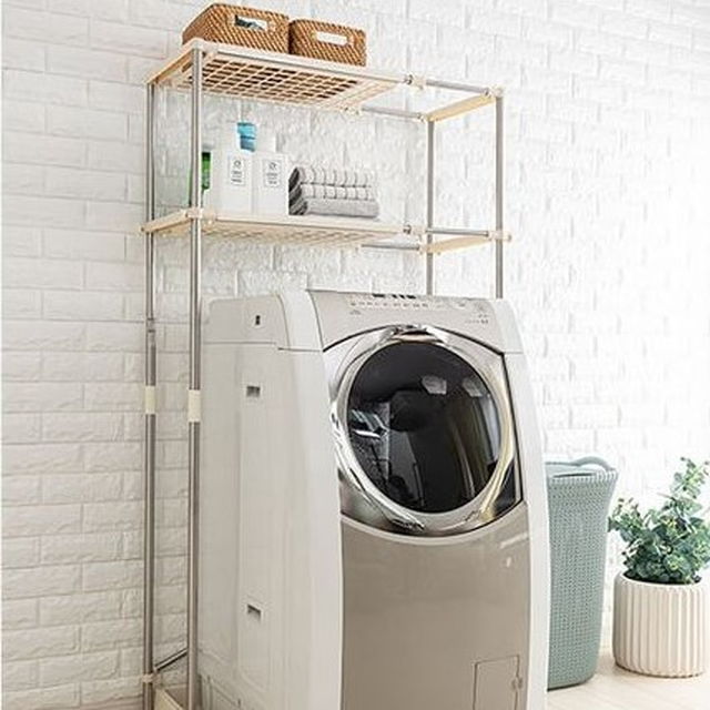 洗濯機ラック 収納棚 ステンレス製 棚2段 対応洗濯機幅81cmまで対応