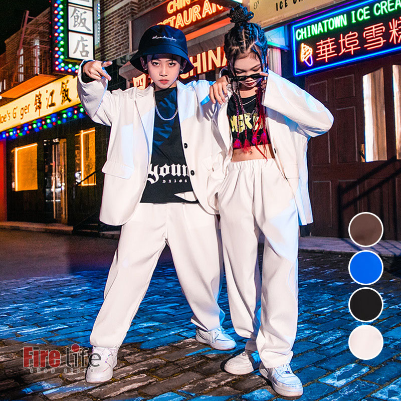 キッズダンス衣装 ホワイトスーツ ブラックスーツ セットアップ ヒップホップ タンクトップ Tシャツ 男の子 女の子 ダンスウェア 韓国 白 舞台衣装 ジャケット パンツ スーツ 110cm～170c 5,052円