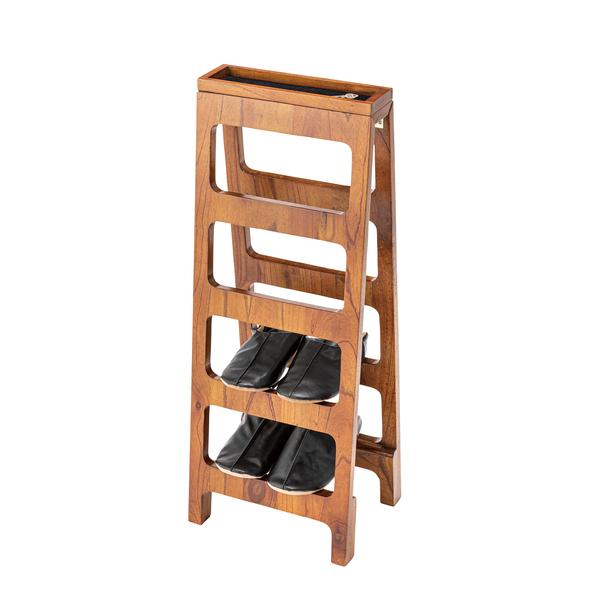シューズラック 4段 スリッパラック 木製 天然木 折りたたみ 折り畳み シンプル ナチュラル 北欧 カントリー デザイン カフェ風 おしゃれ 白 ホワイト 茶色