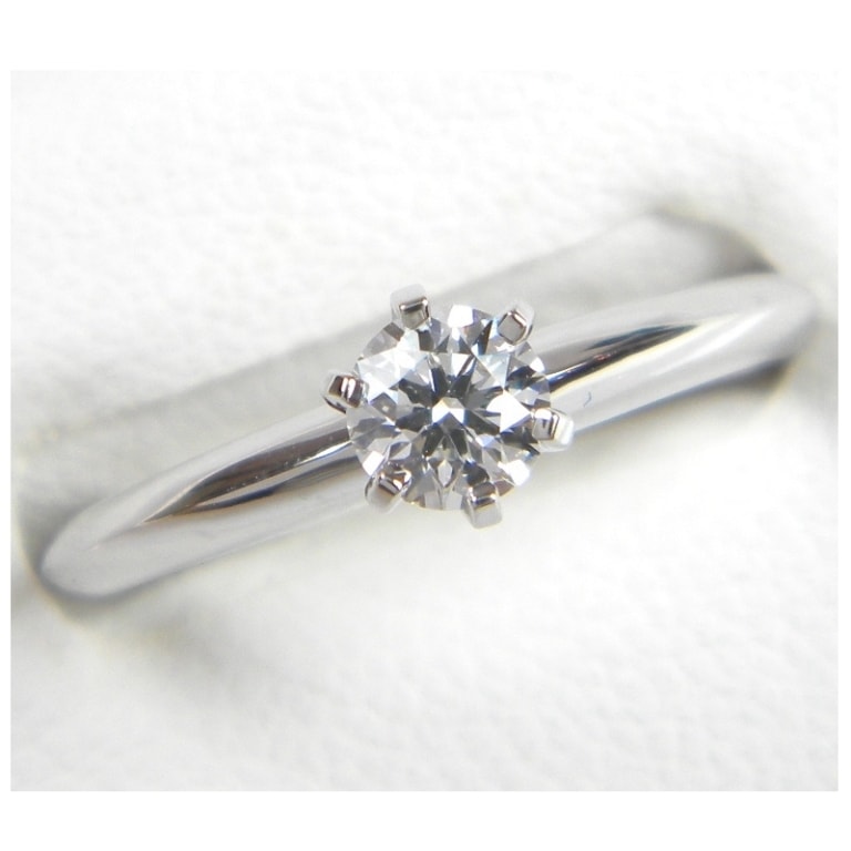 ﾃｨﾌｧﾆｰ Pt950 ﾀﾞｲﾔﾓﾝﾄﾞ立爪ﾘﾝｸﾞ #8 0.30ct D-VVS2-EX 【中古】 (16808)