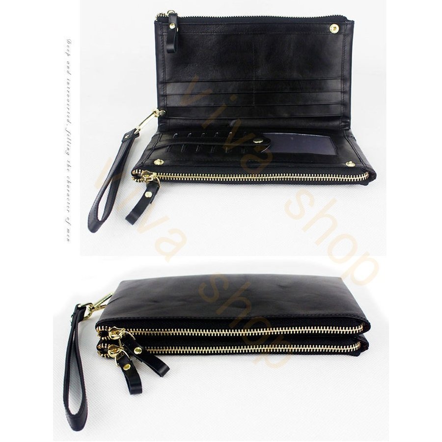 メンズ 財布 本革 クラッチバッグ 長財布 カジュアル 軽量 紙幣入れ カード入れ ギフト ビジネス 誕生日 プレゼント ファスナー式 大容量