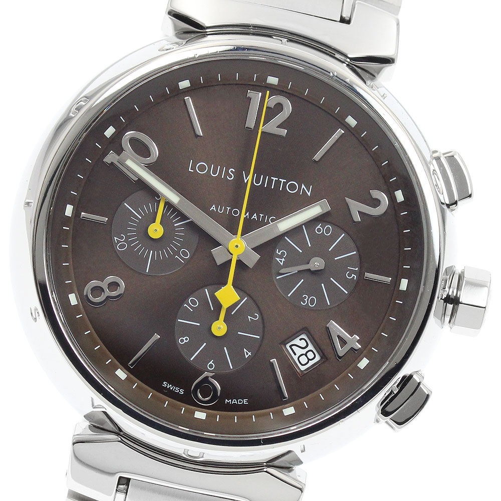ルイ・ヴィトン LOUIS VUITTON Q1121 タンブール デイト クロノグラフ 自動巻き メンズ 良品 _944884【中古】