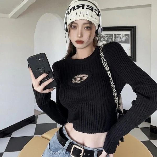 Qoo10] Y2K 春の最新トレンド ニット クロッ