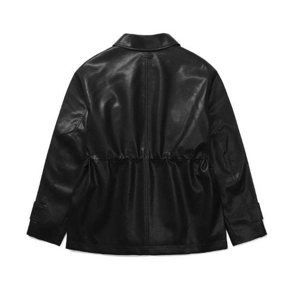 ジャケット JQS CO2403JK74-BK ウーマン ポケット フェイク レザー ジャケット ブラック