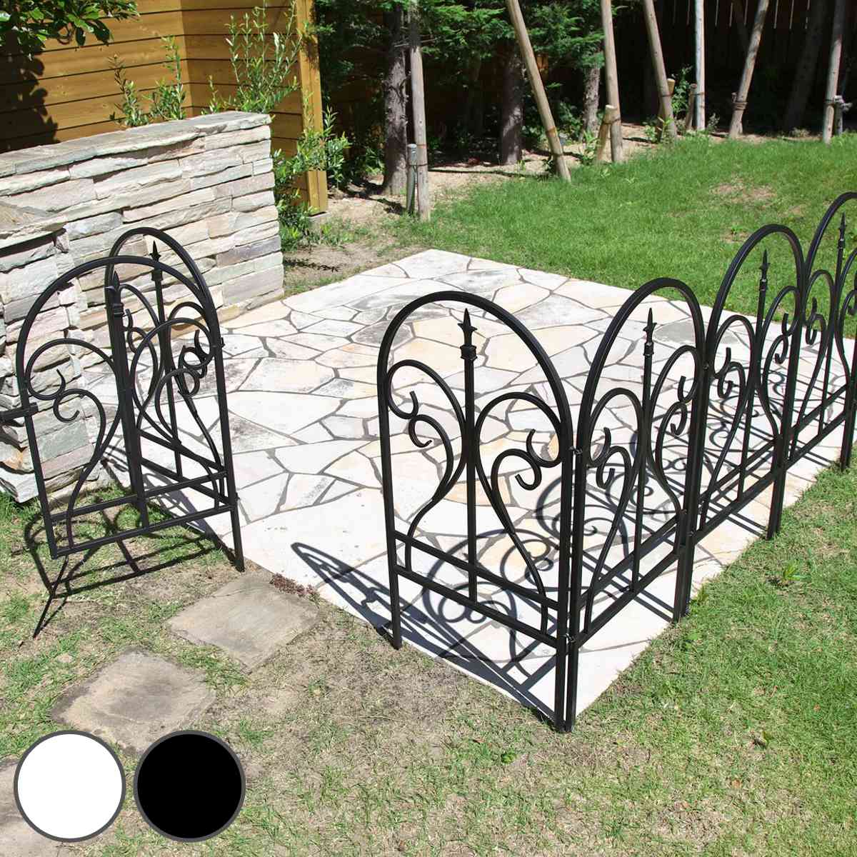 フェンス イージーゲート＆フェンス フィニアル 4連結セット ゲート ガーデンゲート アイアン ガーデンフェンス 柵 園芸 エクステリア 雑貨 花壇 庭 ベランダ バルコニー ガーデニング