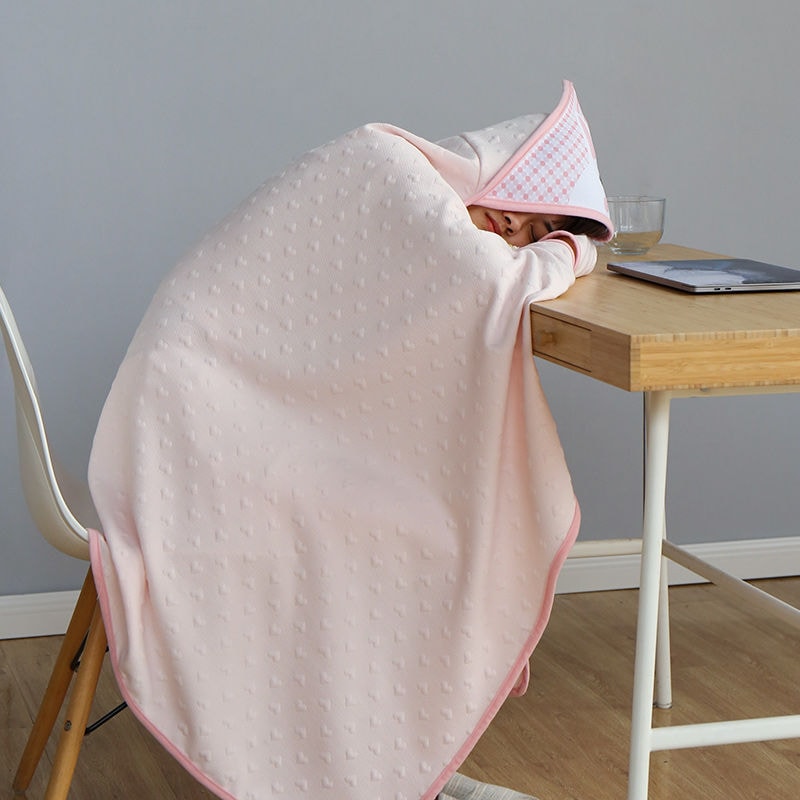 小学生昼寝ブランケット教室用小さなブランケットオフィスエアコンブランケットフード付きショールマント昼休みクロスボーダー