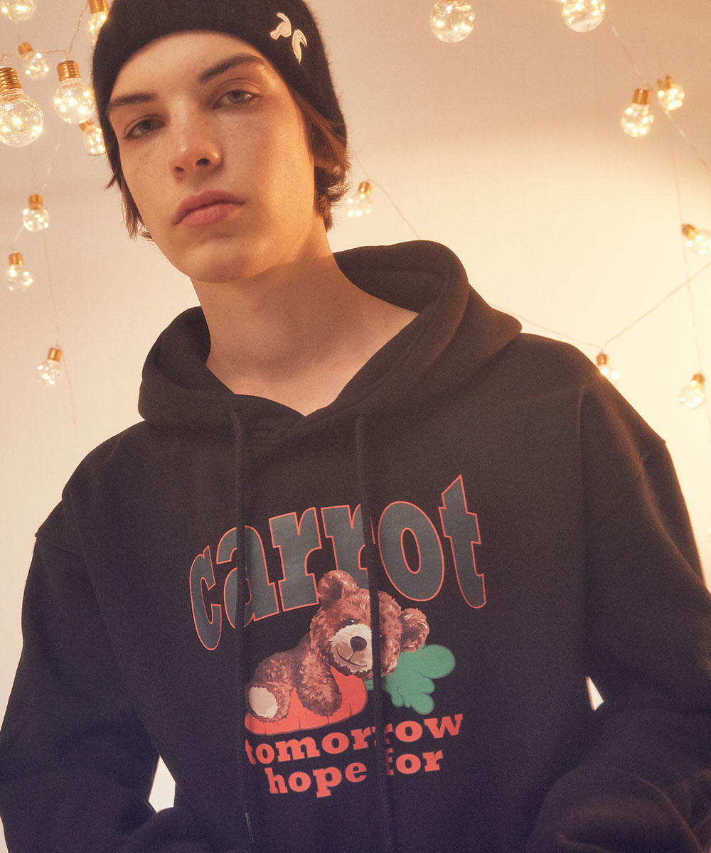 Qoo10 キャラクター 長袖 プリント キャラクター パーカー ブラック