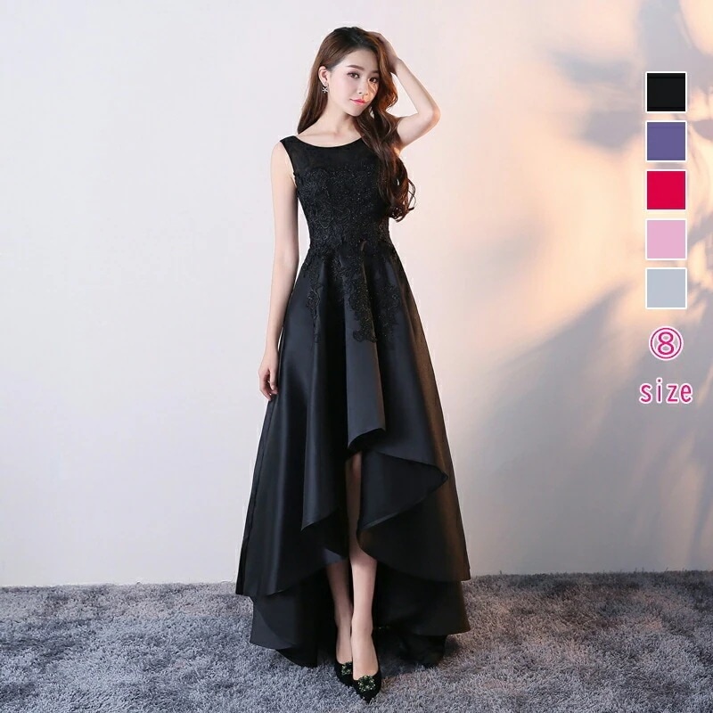 カラードレス ロングドレス 前短後長 フィッシュテールドレス パーティードレス ウェディングドレス ウエディングドレス 結婚式 二次会 披露宴 演奏会 発表会 フォーマルドレス ノースリーブ 花嫁 前