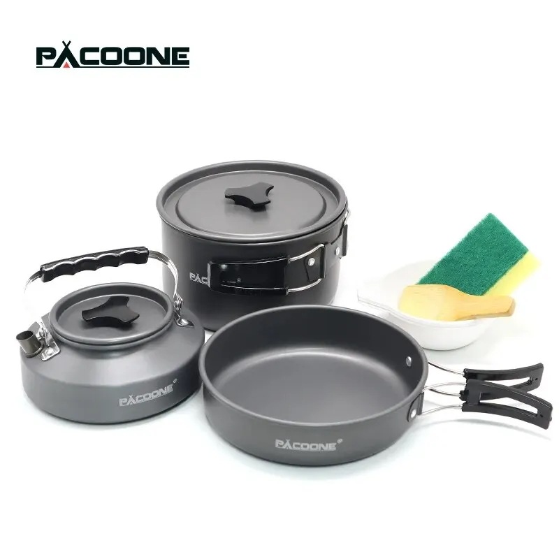 Pacoone-キャンプ用調理器具セットポータブル調理器具キット屋外ポットウォーターケトル鍋食器ハイキングピクニック用品 - 18