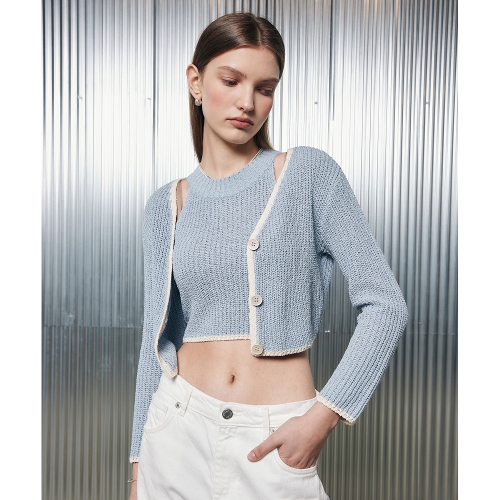 LARTIGENT L2ラインカーディガンセット(スカイブルー)