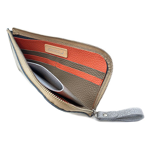 R/E SIDE ロング・Lジップ・ウォレット 薄い・軽い・でもたくさん入る長財布 ゴールド