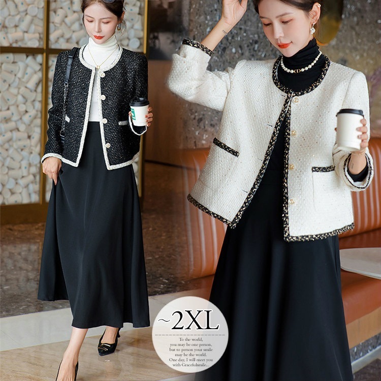 スーツセット レディース スカートスーツ ママスーツ 卒園式 卒業式 入園式 入学式 大きいサイズ お呼ばれ 披露宴 結婚式 パーティー 同窓会 30代 40代 50代 ホワイト ブラック ツイード 12,329円