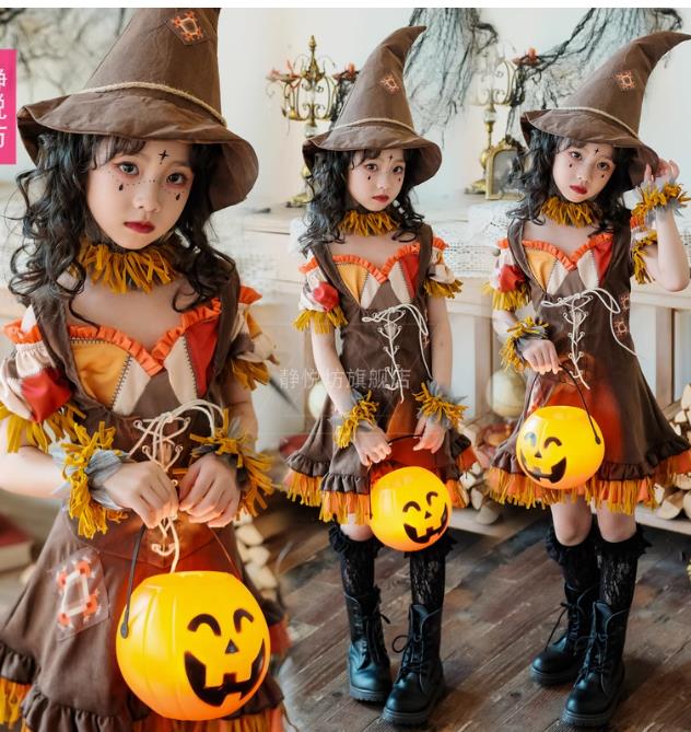 キッズ コスチューム 幼 子供コスプレコスチューム コスプレ 衣装カボチャ魔女かかしワンピース赤ちゃん赤ちゃん服 子供女の子
