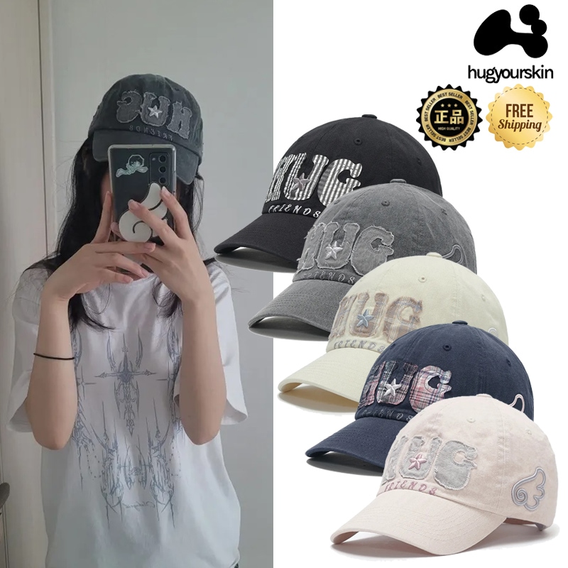 25SSACC04 HUG friends cap 立体刺繍 ベースボール帽 韓国 春夏 かわいい 小顔見え 日差し対策 サイズ調節 トレンド コーデ提案 ジャケット パーカー 人気 ストリート 軽量