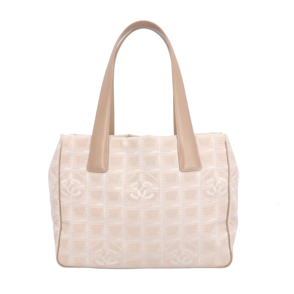 シャネル トートPM ニュートラベル トートバッグ ナイロンジャガード ベージュ CHANEL 中古