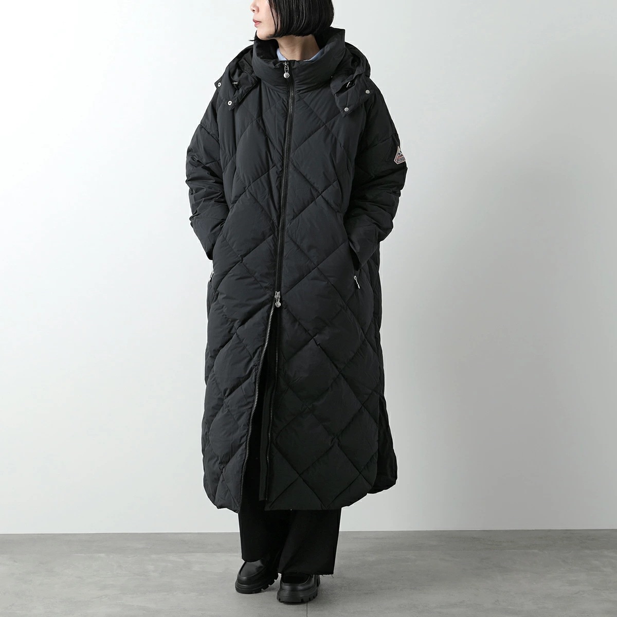 PYRENEX ピレネックス ダウンコート ADELE COAT アデル コート HWW032P フード付き スタンドネック マキシロング丈 ロゴパッチ 0009