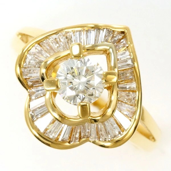 18K YG リング 指輪 15号 ダイヤ 0.56 SI2 0.59 鑑別書 ジュエリー 中古