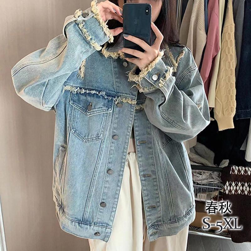 デニムジャケット レディース Gジャン ジャケット アウター ダメージ加工 ユーズド加工 ヴィンテージ ゆったり 大きいサイズ 着痩せ 韓国風
