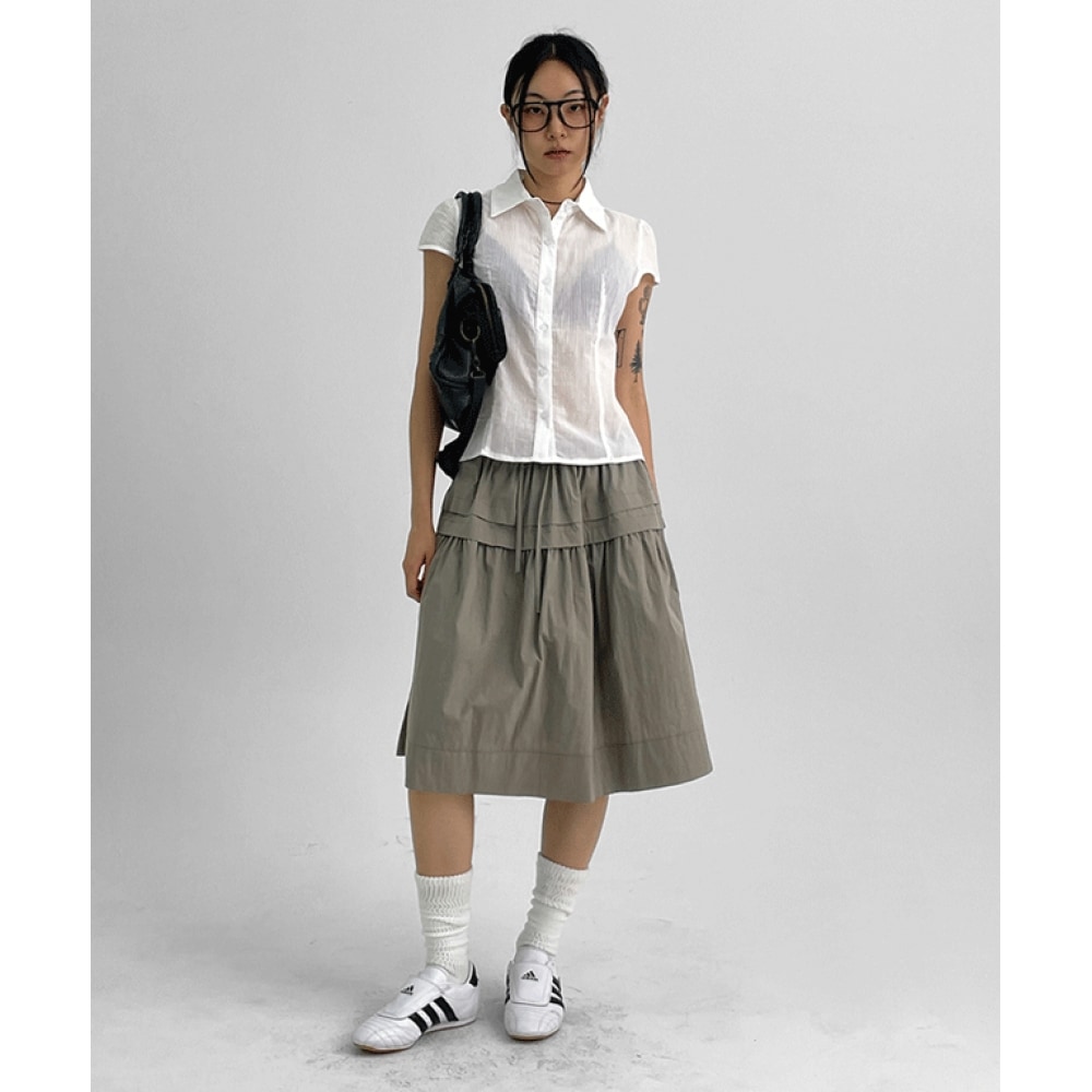 ブラックアップピントングサマーキャップスリーブストライプショートスリーブシャツ